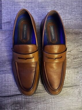 Vince Camuto Brown Leather Penny Loafers